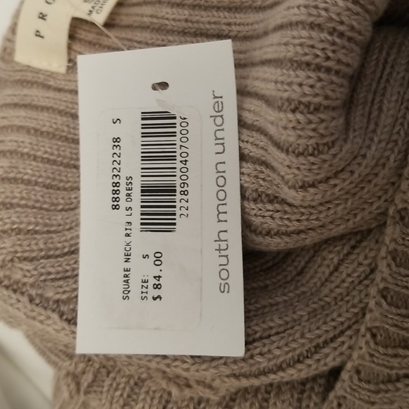 South Moon Under - Promesa Square Neck Rib Long Sleeve Dress, Bow Detail, NWT! - Picture 7 of 7